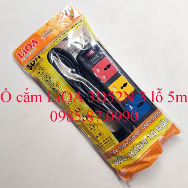 Ổ cắm LiOA 3 lỗ 5m 3D52N